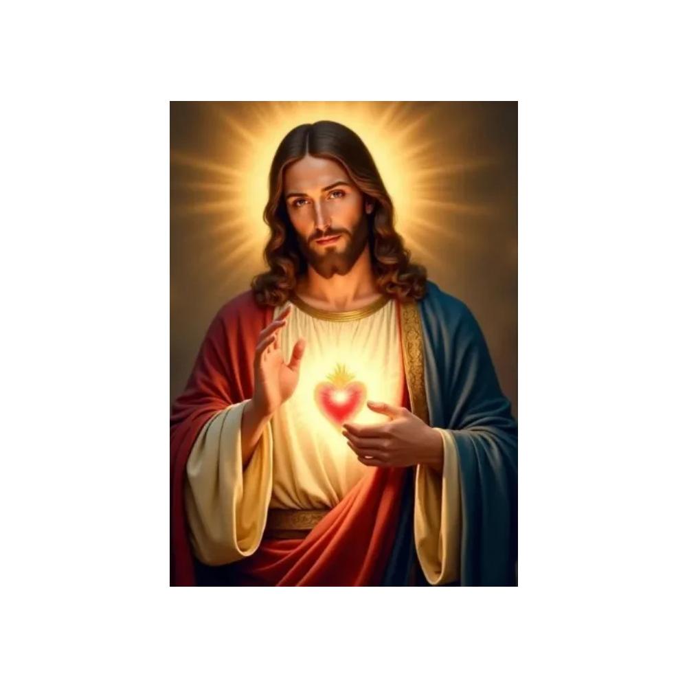 ציור קנבס דתי נוצרי של ישו ומרים הבתולה, לב קדוש, פוסטר אמנותי של ישו הילד הקדוש הקתולי, עיצוב בית נוצרי