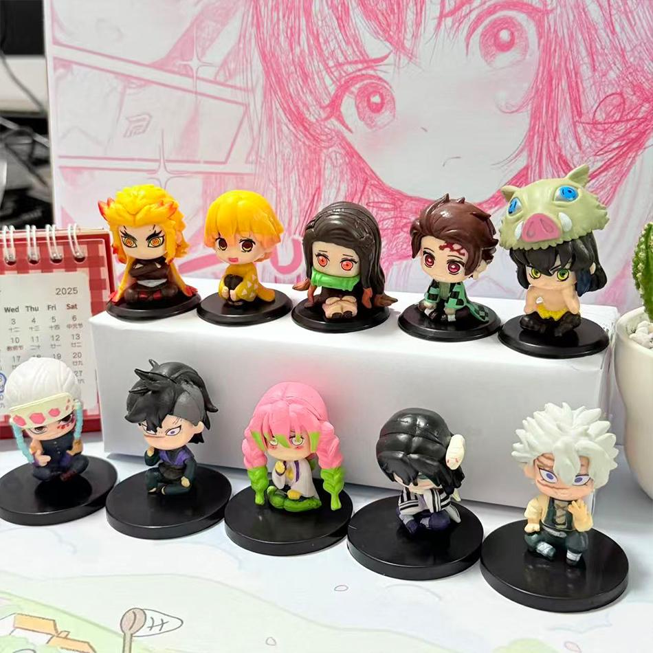 Q-Version Demon Slayer 5 Stile/Set Sitzende Geisterpuppe Tanjiro Nidouzi Inosuke Zenizu Figur Actionfigur Filmmodell Spielzeugpuppe