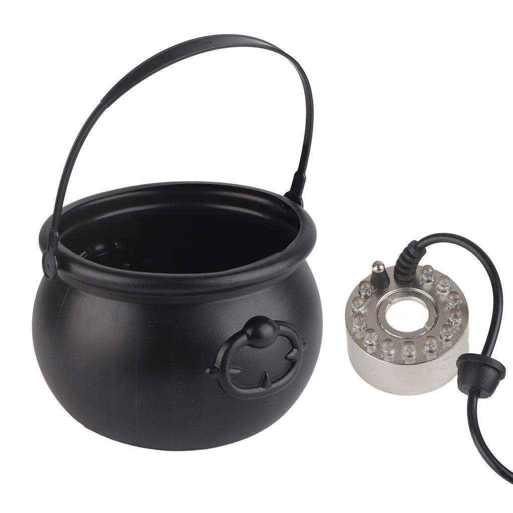 Halloween Cauldron Mist Maker 12 LEDs Horror Style Silver Halloween Mist Maker Decorations for Party