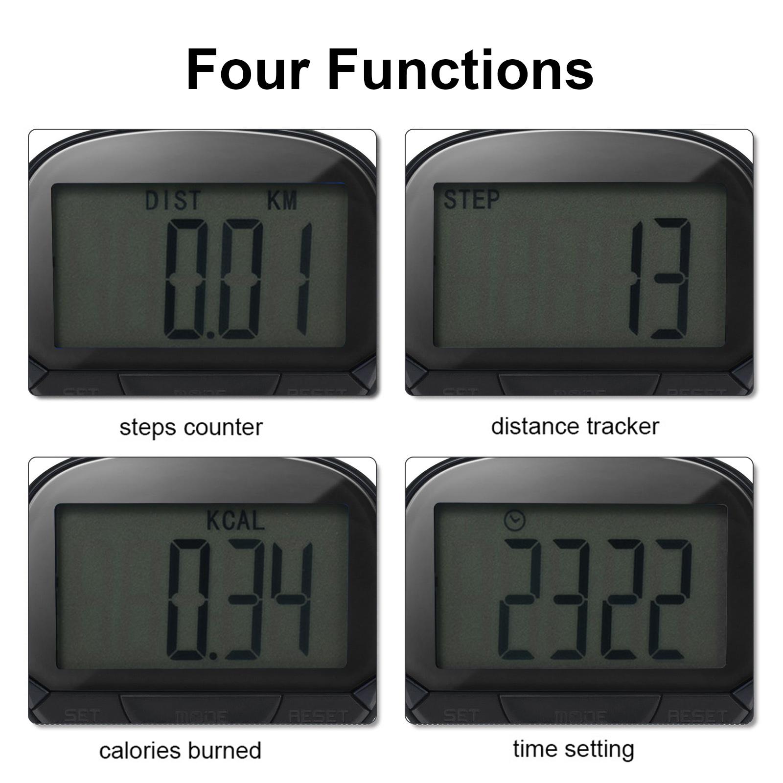 Shoemst Men's Black Multi Functional Step Counter 3D Pedometer With Clip For Fitness Tracker For Tracking Steps Walking Distance