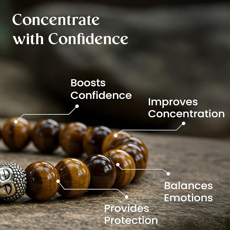 Astrotalk Tiger Eye Bracelet |  Crystal for Confidence & Protection | Natural Tiger Eye Stone | Crystal Bracelet