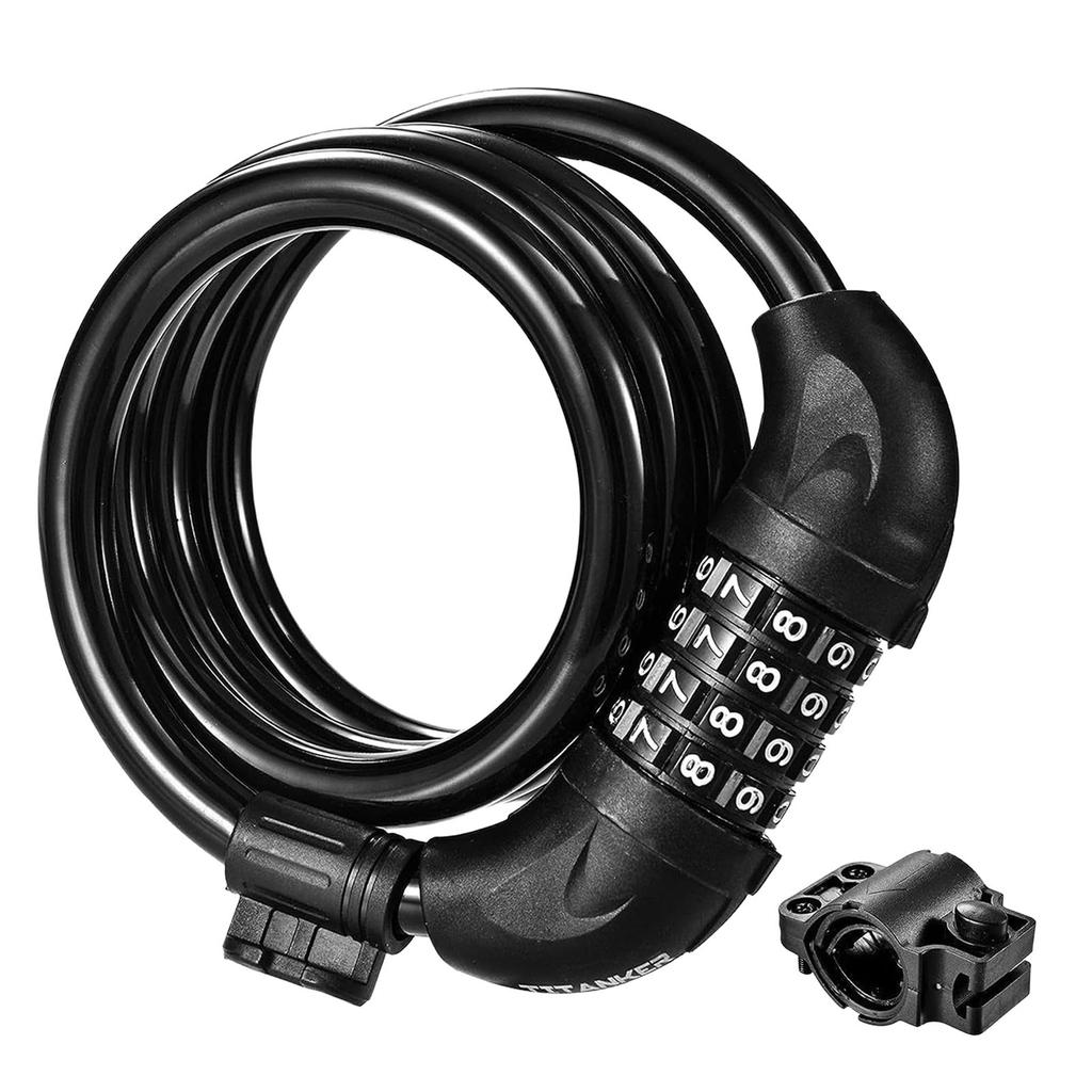 Bike Combination Lock Four Digit Fixed Code Steel Cable Anti Theft Lock For Mountain Bike And Motorcycle