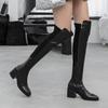 Fashion Genuine Leather Women's High Boots Fashion Slip-On Over-the-Knee Women Boots 2025 Autumn Winter Flock Round Toe Stretch Boots