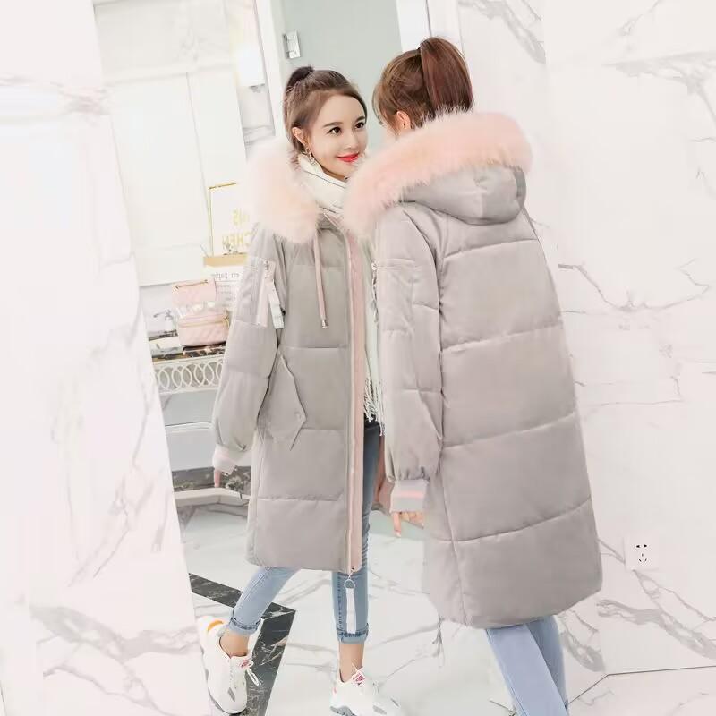 Women's Autumn and Winter Plus Size Thickened Velvet Medium-length Hooded Fur Collar Coat Loose Temperament Warm Coat