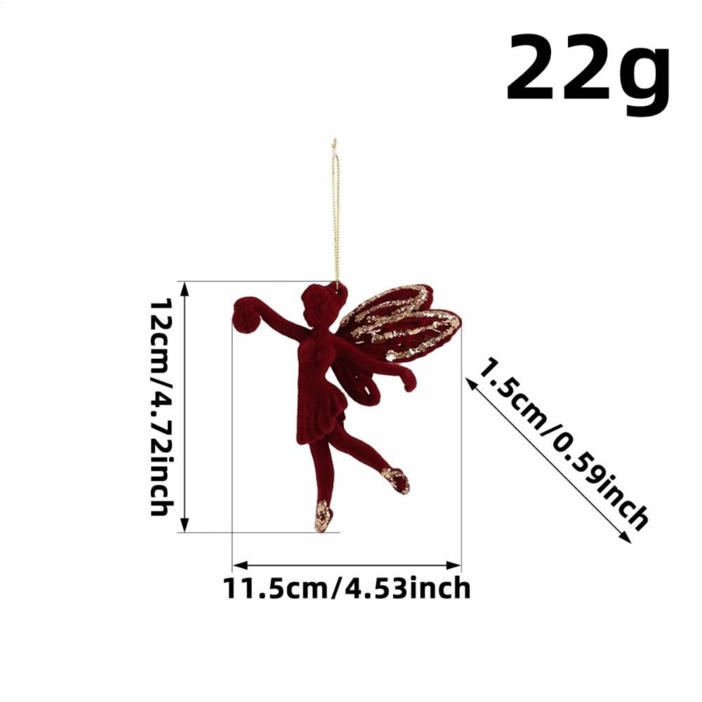 Red Flocked Velvet Christmas Tree Ornament Glitter Trim Xmas Pendant Tree Hanger Festival Layout