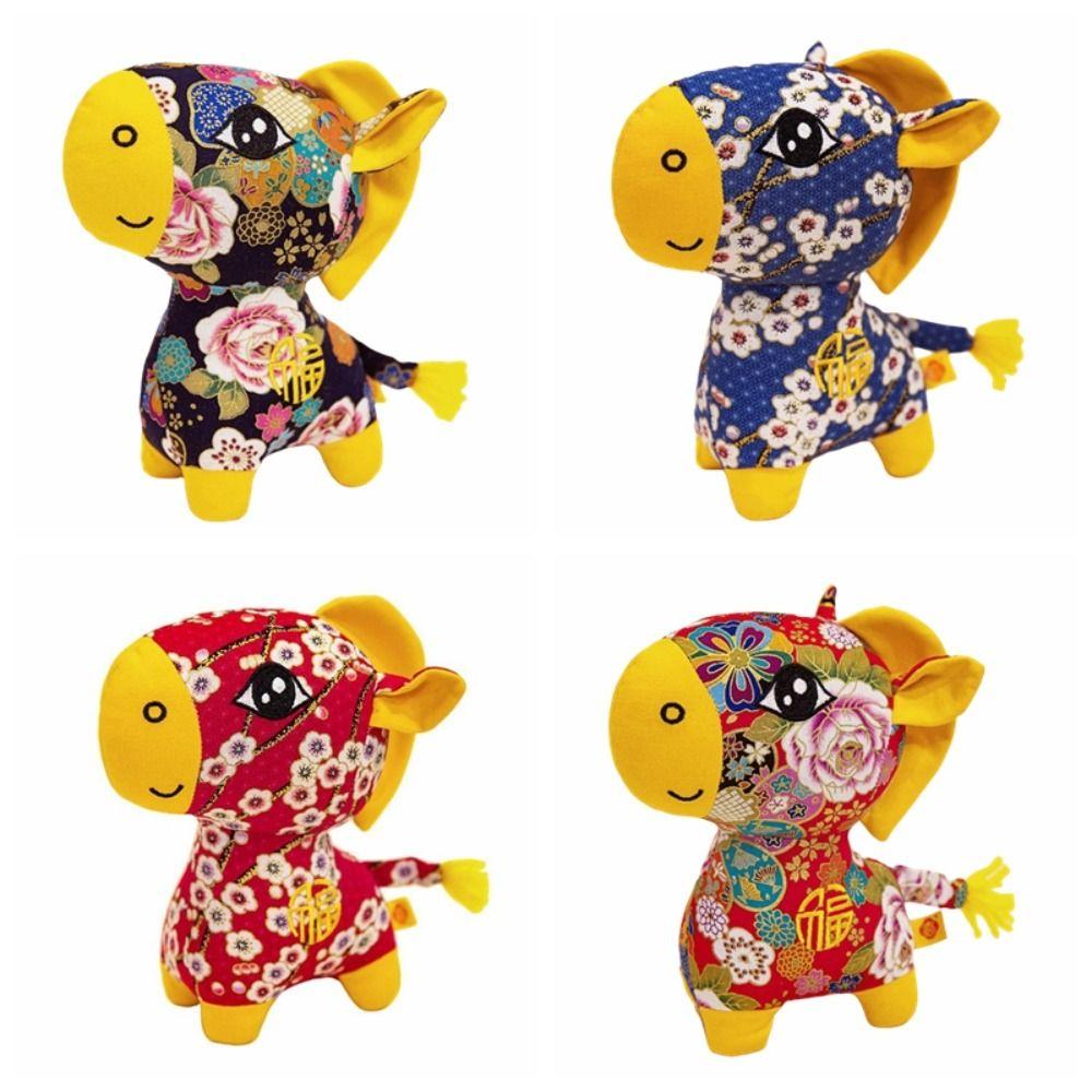 PP Cotton Plush Horse Stuffed Animal Toy Soft Chinese Horse Plush Doll  Festive Decor