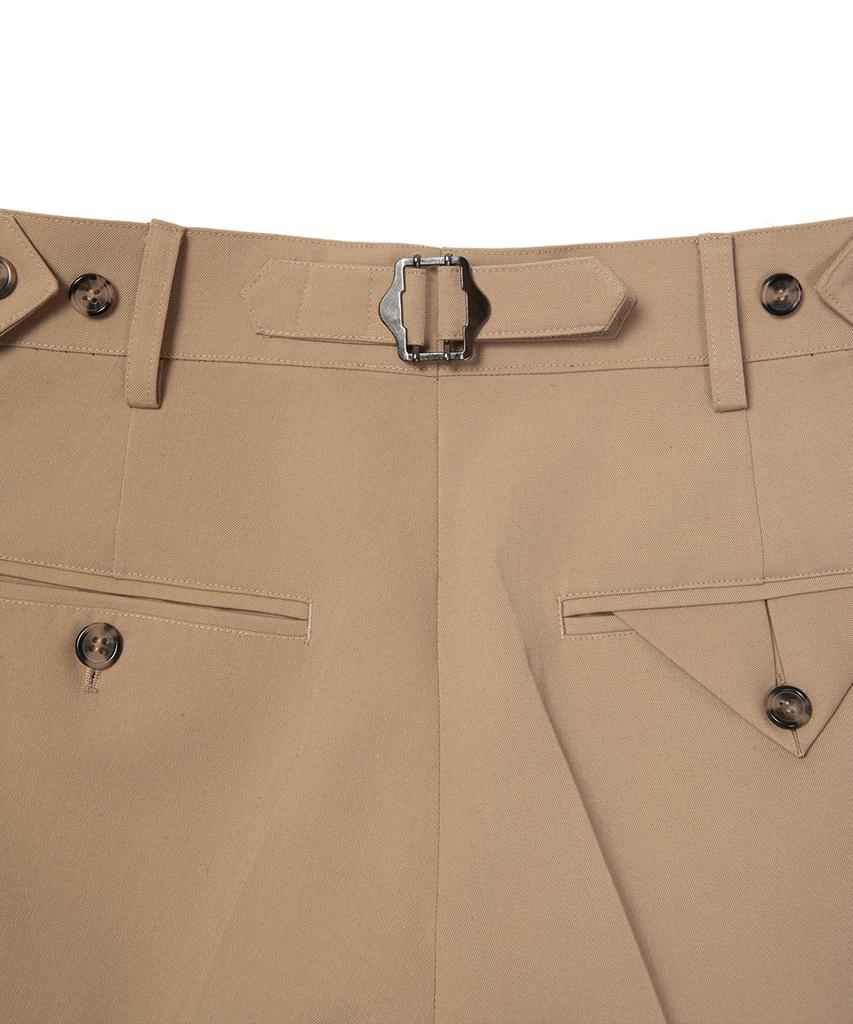Sinkia Heritage Adjustable Double-Pleat Trousers Tan Beige