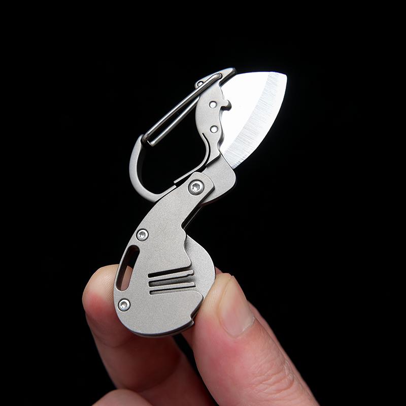 MINI Titanium Alloy Keychain Folding Knife EDC Portable Keychain Pendant Knife Express Unpacking Pocket Knife Gift EDC Tool