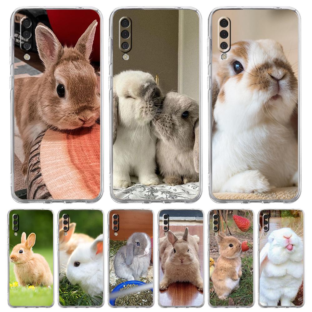 Cute White Baby Rabbits Phone Case For Samsung A16 A14 A12 A22 A32 5G A34 A42 A52 A54 A50 A70 A72 A30 A40 A20E A02S A04S A06