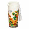 Floral Boho Coffee Tumbler 500ml, Summer Sunflower Flower Thermos Coffee Cup Travel Mug With Leakproof Lid Double Wall Vacuum