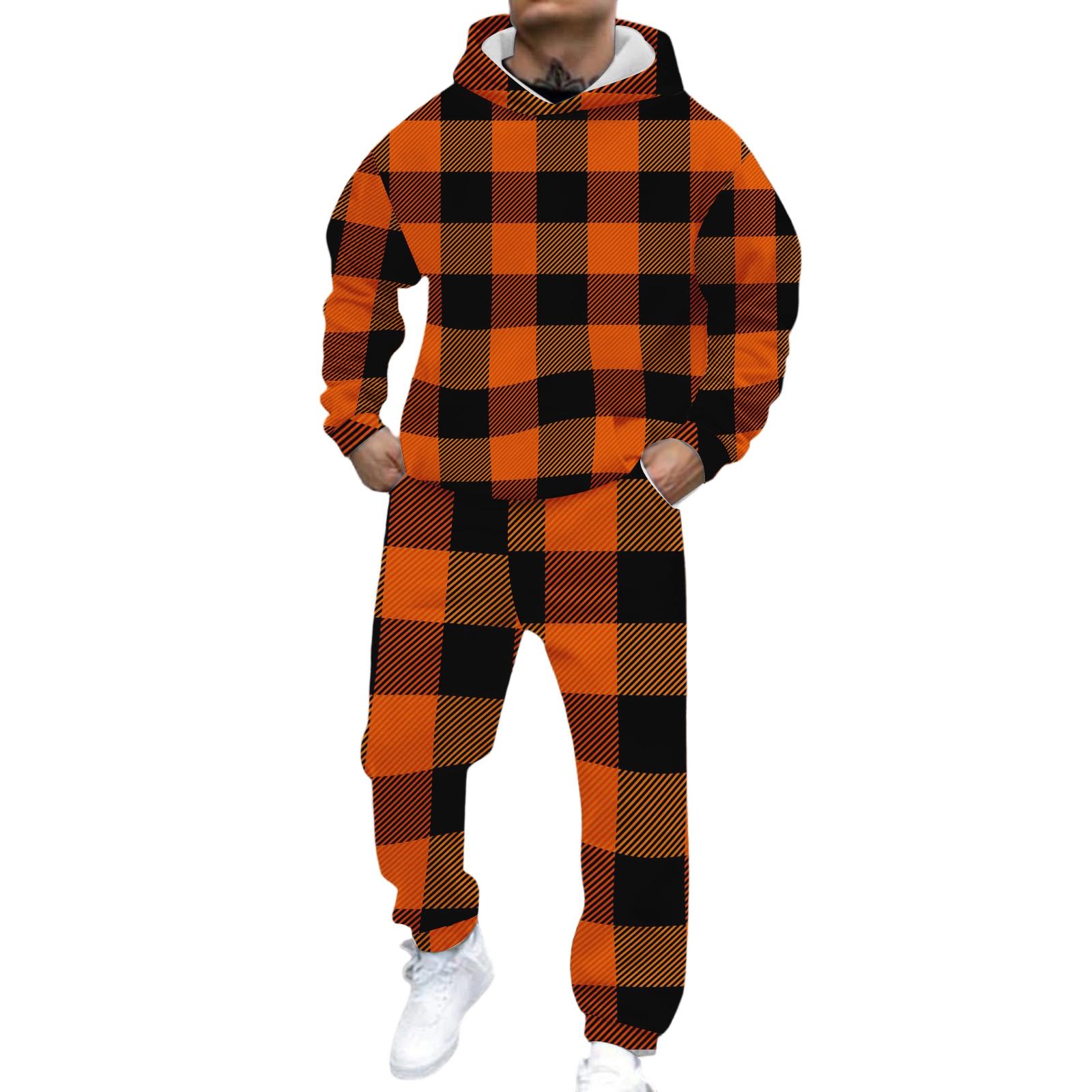 

Мужская повседневная и персонализированная толстовка с капюшоном с длинными рукавами и принтом, мужской спортивный костюм из двух предметов (толстовка и спортивные штаны) XL шафрановый