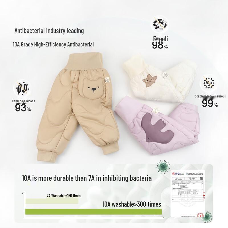 Baby High-Waist Thermal Padded Pants with Three-Proof Warm Shield 110