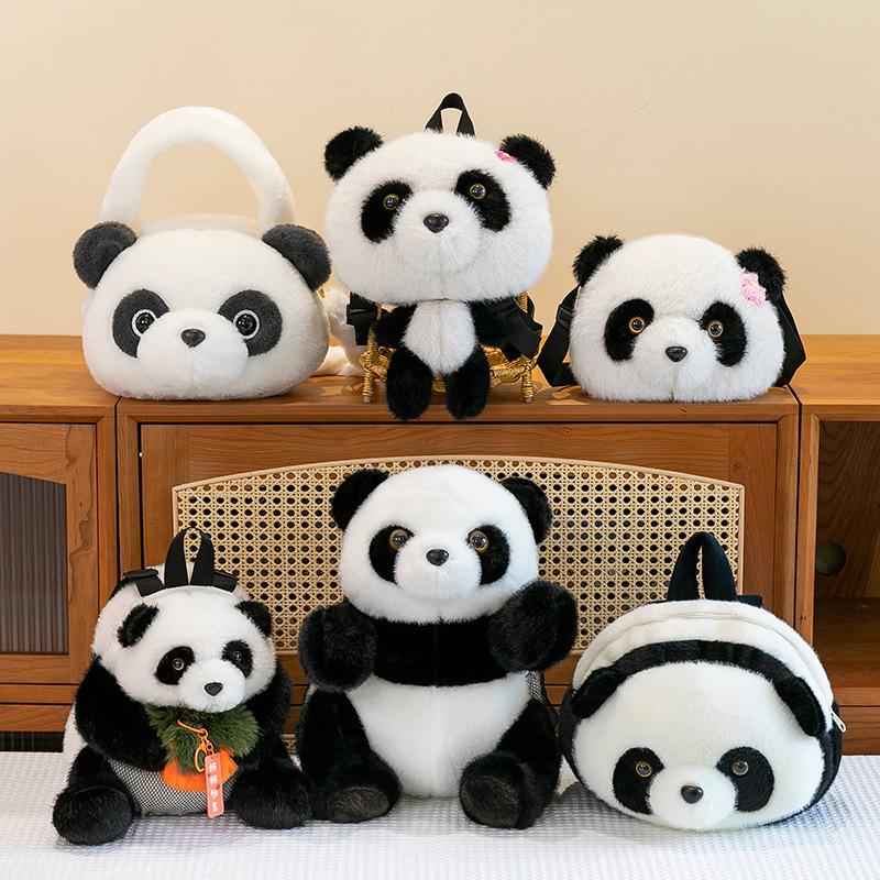 Cute National Treasure Giant Panda Plush Doll Backpack Doll Schoolbag Large Capacity Backpack Gift Souvenir