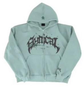 Suéter retro americano con cremallera sudadera gótica con estampado de letras y estrellas chaqueta casual una pieza