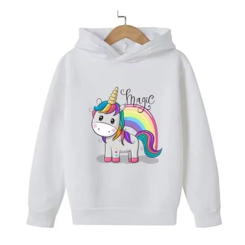 Children Unicorn Cartoon Hoodie Clothing Boys Girls Tops 3-12 Years Cute Printing Hoodie Spring Autumn Kid Pullover Sweatshirt