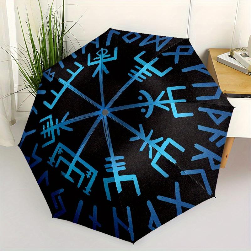 Viking Compass Vegvisir Norse Symbol Tapestry Wall Hanging DecorUmbrella, Portable 3-Fold Compact Umbrella for Men & Women ES26