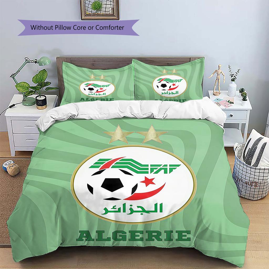 Algeria National Football Pattern Bedding,Quilt Set Quilt Cover Pillowcase Home Birthday Gift(1 * duvet cover + 2 * pillowcase, without core)