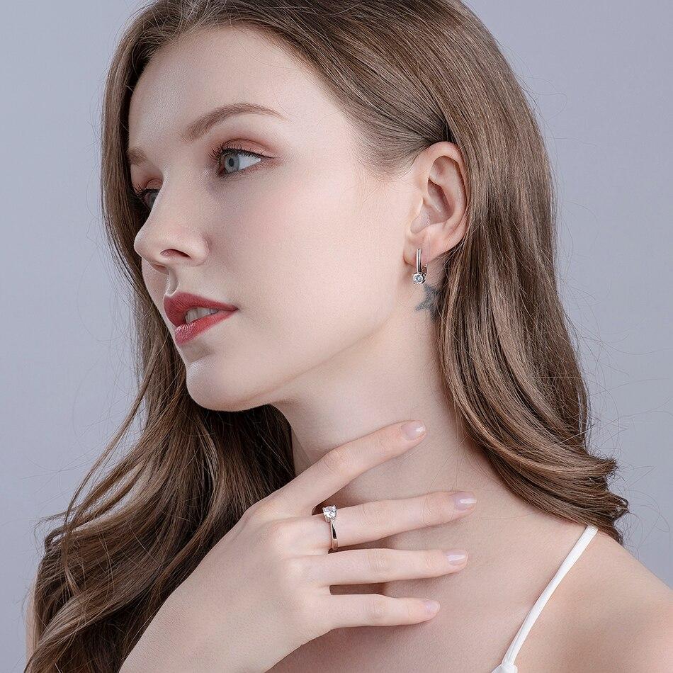 925 Sterling Silver Clip Earrings For Women Clear Zircon Gemstone Earrings Trend Solitaire Wedding Engagement Fine Jewelry