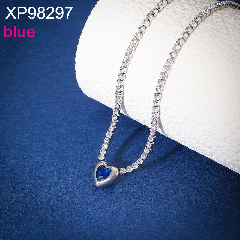 Fashion Love Heart Zircon Jewelry Set, Stainless Steel Necklace Bracelet Stud Earrings, Luxury Versatile Women's Jewelry Bulk