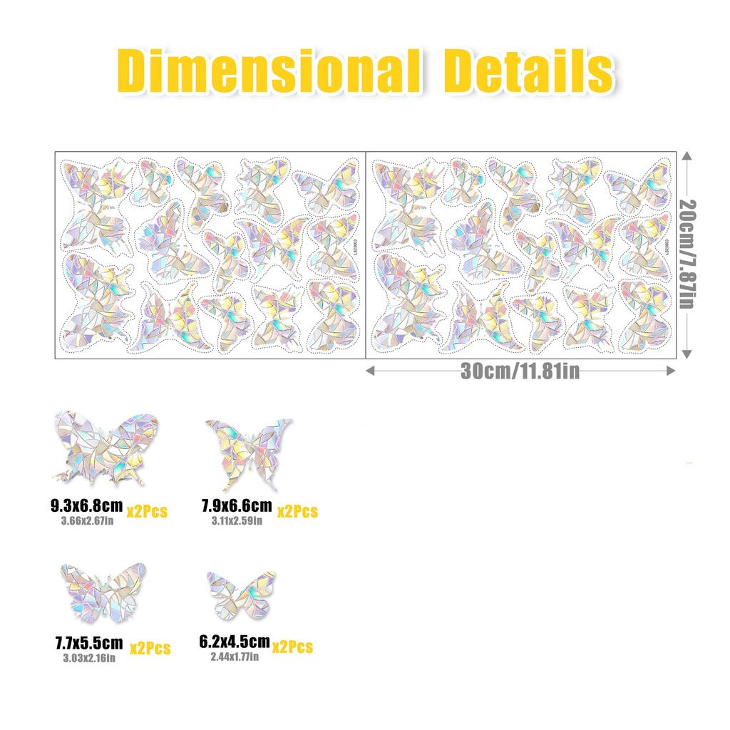 2PC Laser Glass Paper Sunshine Catcher Colorful Window Stickers Rainbow Prism Anti Collision Christmas Snowflake Glass Sticker
