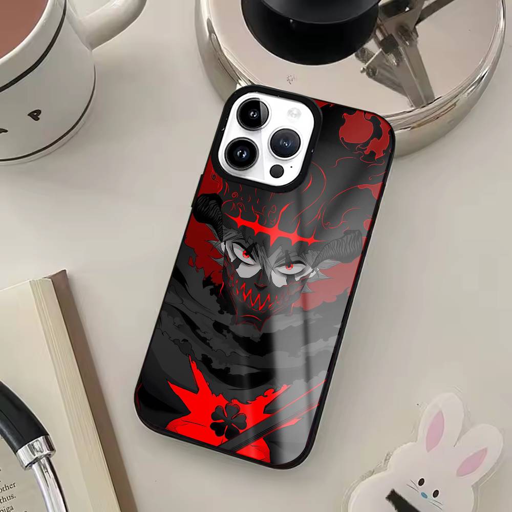 B-Black C-Clover Asta Phone Case For IPhone17 16 15 14 13 12 11 Plus Pro Max Plus Wireless Charger Cover Funda