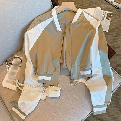 Vintage Cropped Bomber Jacket Women Korean Fashion Short Jackets Streetwear Track Coats Oversize Harajuku Style Outwear