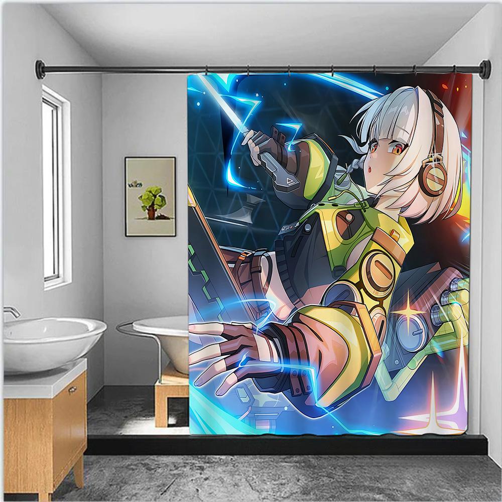Zenless Zone Zero Shower Curtain Waterproof Polyester Fabric Paint Colorful Bath Curtains Home Bathroom Decor Curtain With Hook