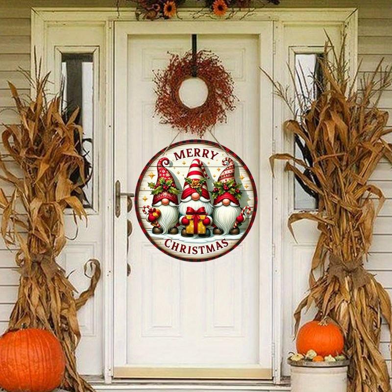 Christmas Welcome Door Sign, Wooden Dwarfs Hanging Wood Sign for Front Door, Outdoor Holiday Sign,Christmas Decor for Home Farmhouse Decorations