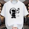 Summer Men's Cotton Casual Loose Fit Music Themed Printed Comfortable Sports Round Neck Short Sleeved T-shirt Top