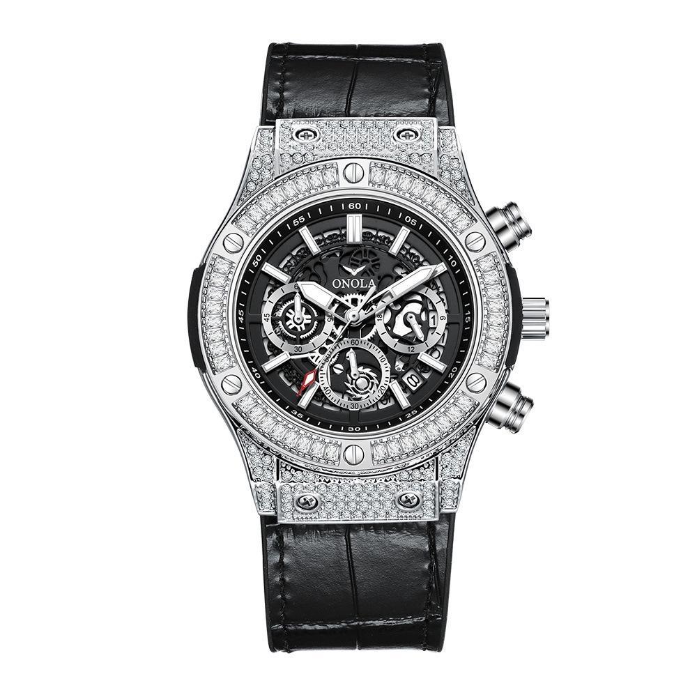ONOLA Fashion Sports Luxury Men Wristwatch Date Waterproof Luminous Chronograph Man Watch Unique Leather Quartz Men's Watch