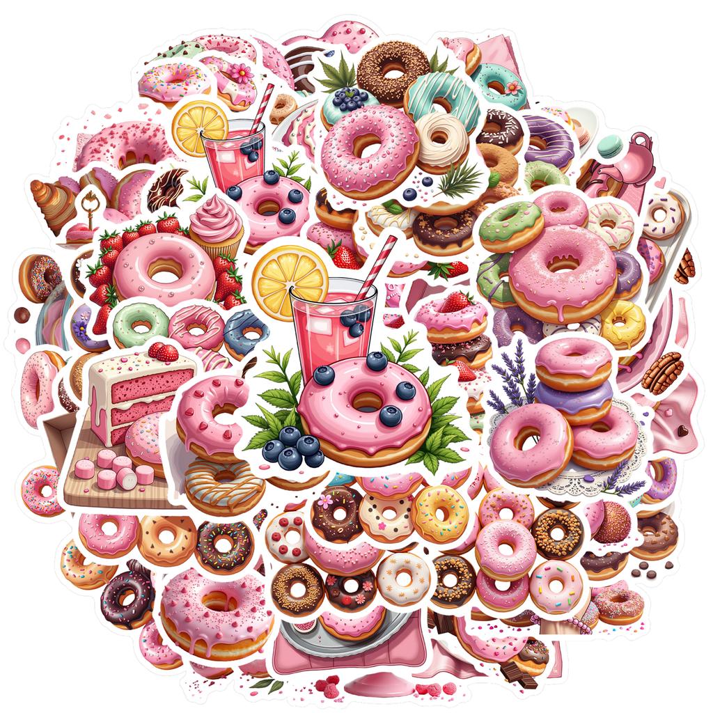 35-100pcs Sweet Donut Stickers Cute Stickers Aesthetic Kawaii Diy Travel Luggage Fridge Decal Graffiti Sticker