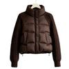 Winter neue Zopfstrickärmel-Patchwork-Baumwolljacke Damen Stehkragen kurz kleine Baumwolljacke