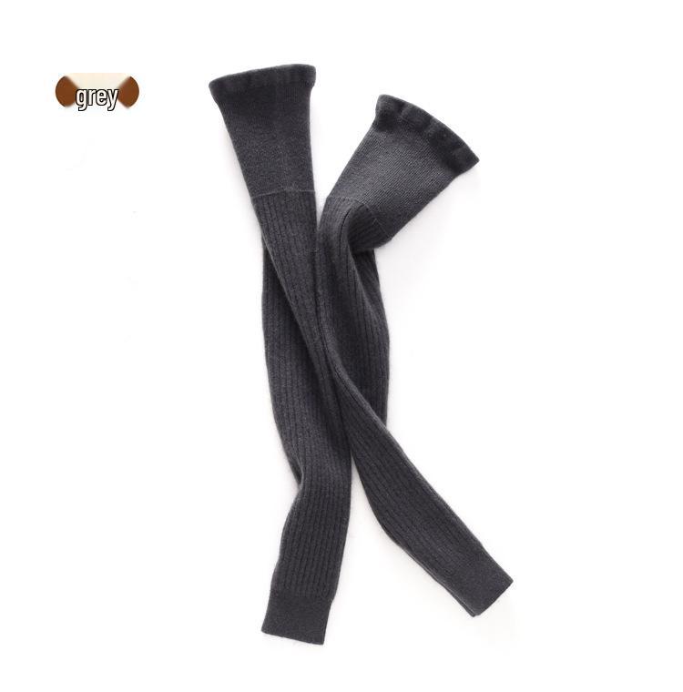 Women's 100% Pure Cashmere Striped Knee-High Warm Knitted Leg Pads