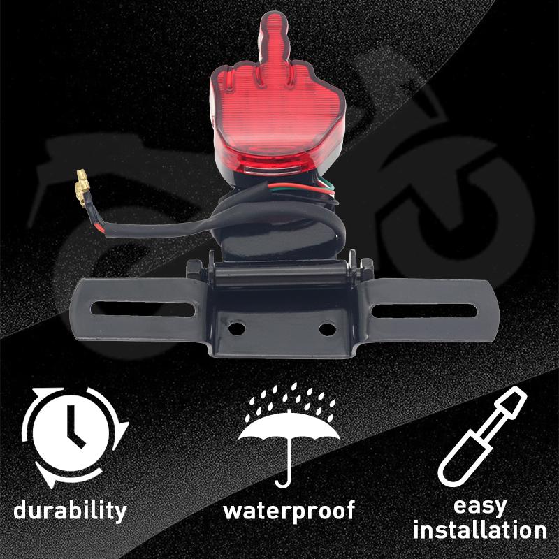 Universal Fun Motorrad Bremslicht Hinten Kennzeichen Rücklicht Retro Rot Rücklicht Rot LED Brems Zeichen