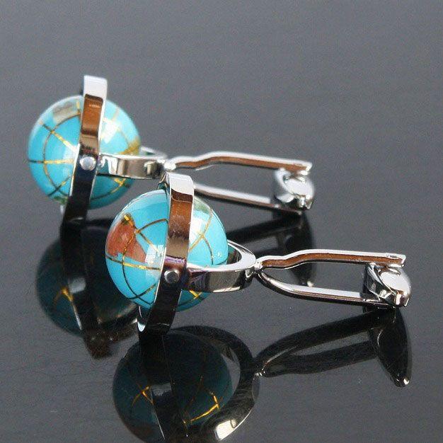 Used Kamakura Cufflinks Studio Turquoise Blue Globe Cufflinks (Cufflinks) Recommended as a gift or present