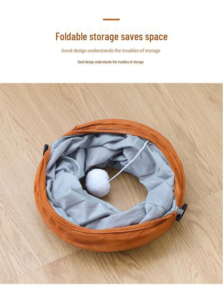 Foldable Double-Layer Cat Tunnel Toy – Suede, Easy Storage, Self-Amusement Pet Supplies