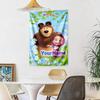 Masha Bear Custom Your Name Wall Decor Tapestry Art For Pet Memorial Birthdaywedding Party Backdrop Family Gift