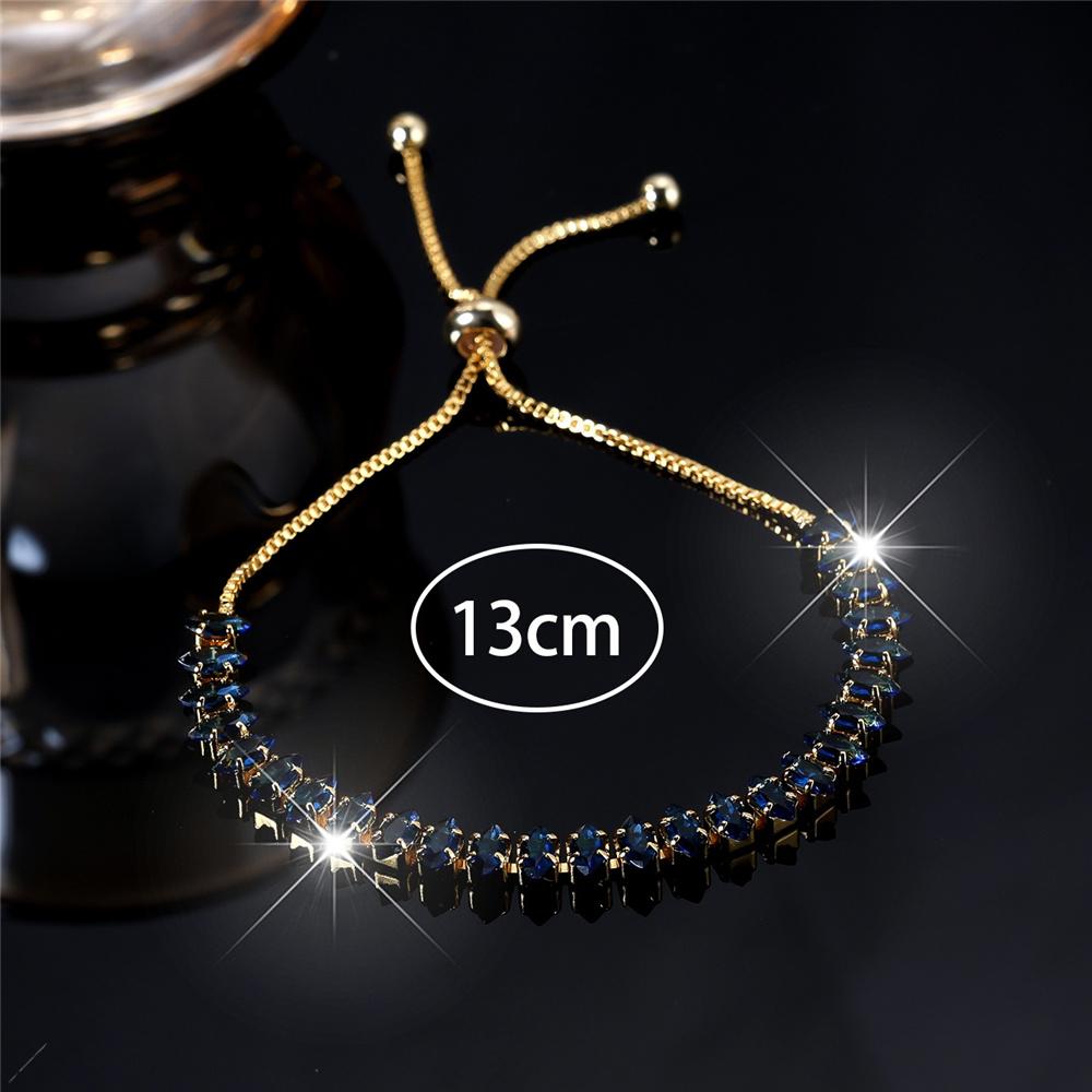 Charm Female Blue Zircon Stone Bracelet Cute Gold Color Adjustable Wedding For Women