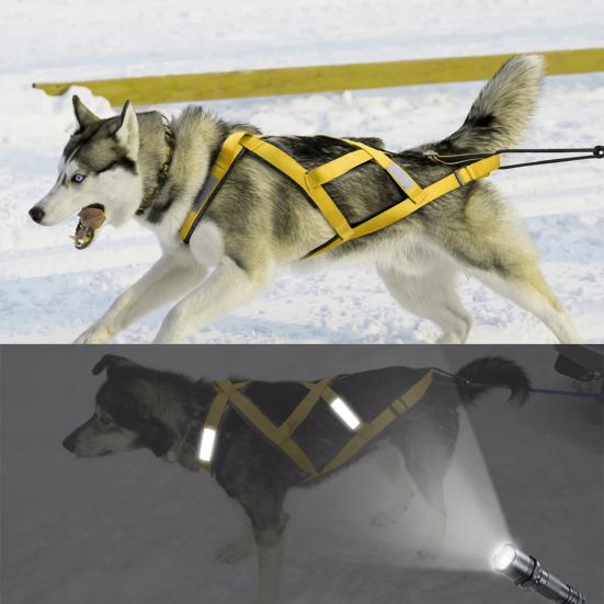 Pet Harness Reflective Dog Sled Harness Adjustable Comfortable Pet Chest Strap for Outdoor Night Walking