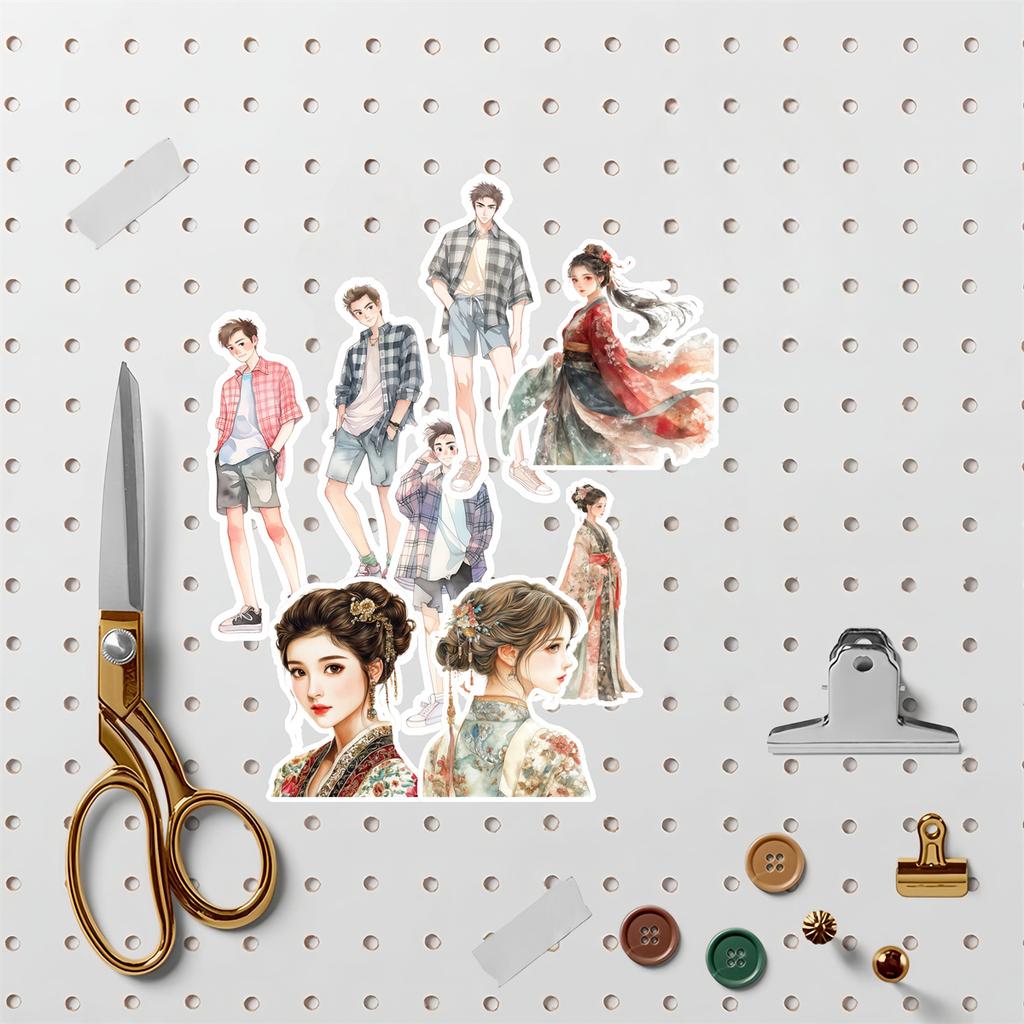 17pcs Stickers Vintage watercolor ancient-style girl Decorative DIY Craft Photo Albums Planner Journal Scrapbooking stationary