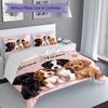 3PC Custom Name Puppy Love Card Bedding Set Duvet Cover Closure Includes 1 Duvet Cover & 2 Pillowcases for Bedroom