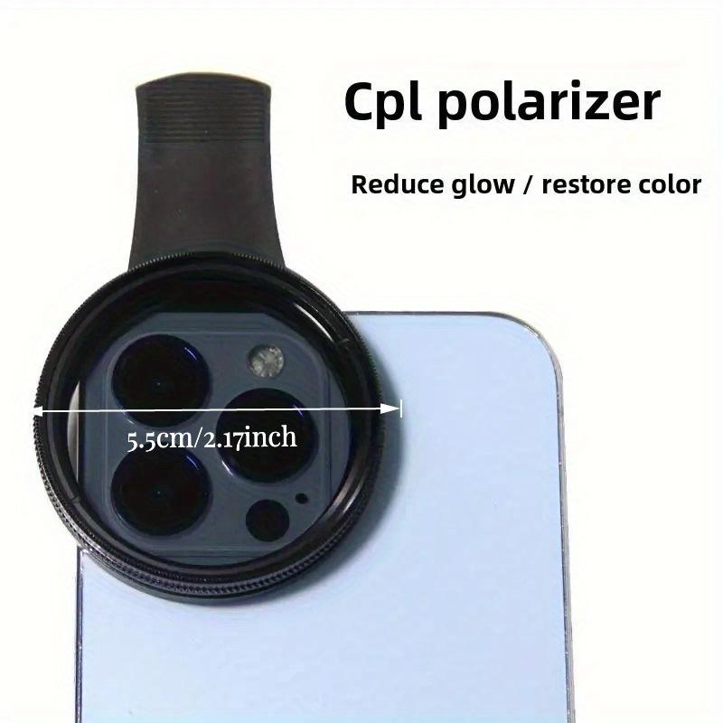 52mm Clip-On Cpl Phone Camera Lens Filter, Ultra-Thin Circular Polarizing Filter, Enhances Color Saturation, Reduces Glare