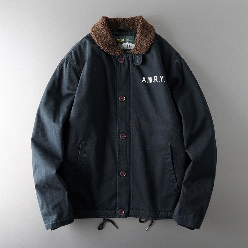 American Retro N1 Deck Serving Men's Winter Lambskin Cotton Coat Jacket Export Men's Cotton-Padded Clothes Parka Jacket Cotton-Padded Jacket