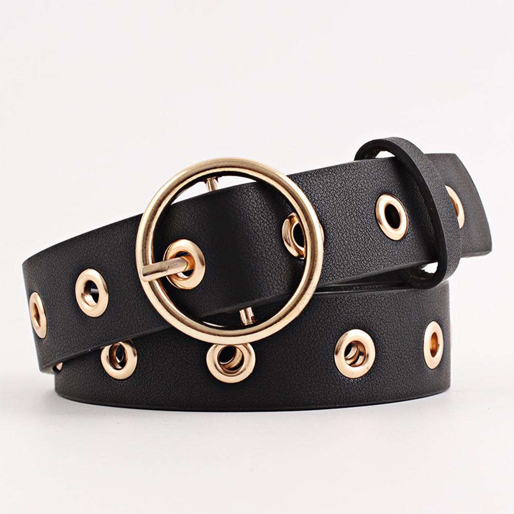 Women Fashion Round Buckle Hollow Out All Match Waist Belt