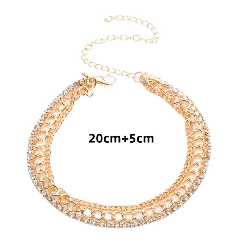 Fashion Summer Popular Combination Suit Foot Accessories Women, Multi-layer Personalized Simple with Diamond Anklet
