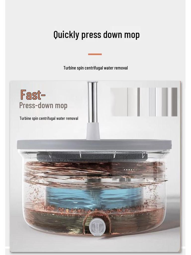 Lazy Spin Mop Bucket with Water Absorption & Dirt Separation - Hand-Free Flat Mop