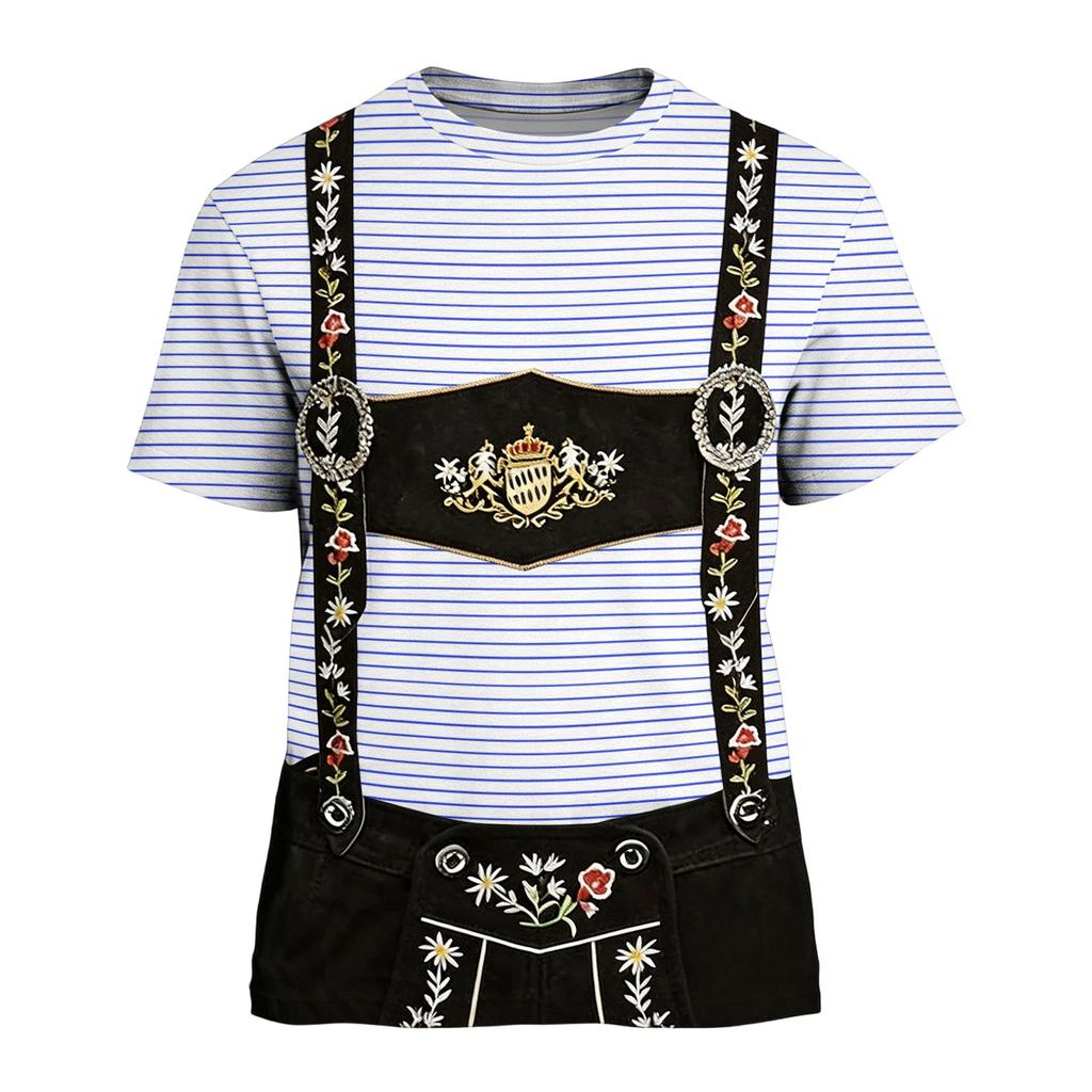 Herren Oktoberfest Vintage Print Kurzarm T-Shirt Lockere Passform Sommer