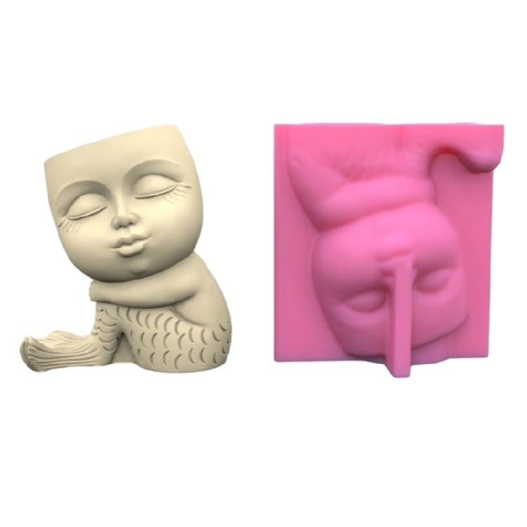 Flower Pot Silicone Mold Mermaids Pen Holder Mold for DIY Succulent Planter 1