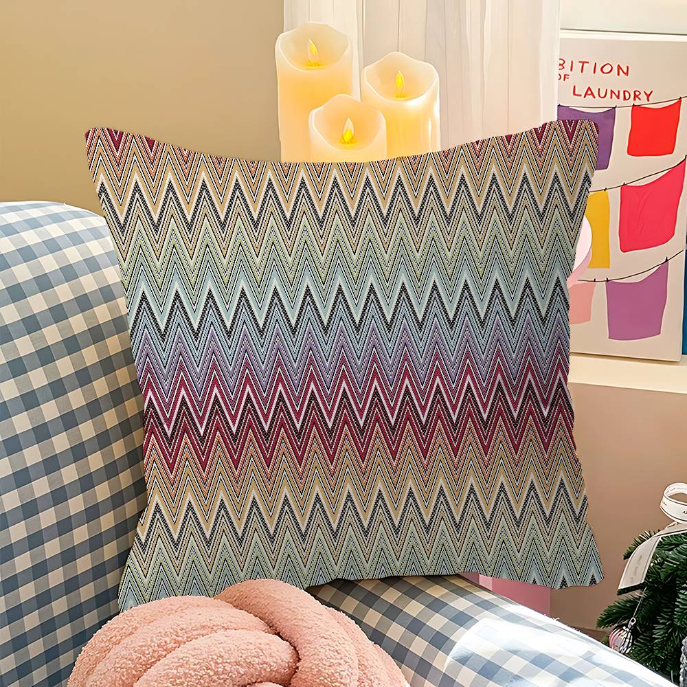 Geometric Zig Zag Wav Personalized Pillow Cover Kids Bedroom Wild Party Decor Pillowcase Kid Birthday Shower Gift