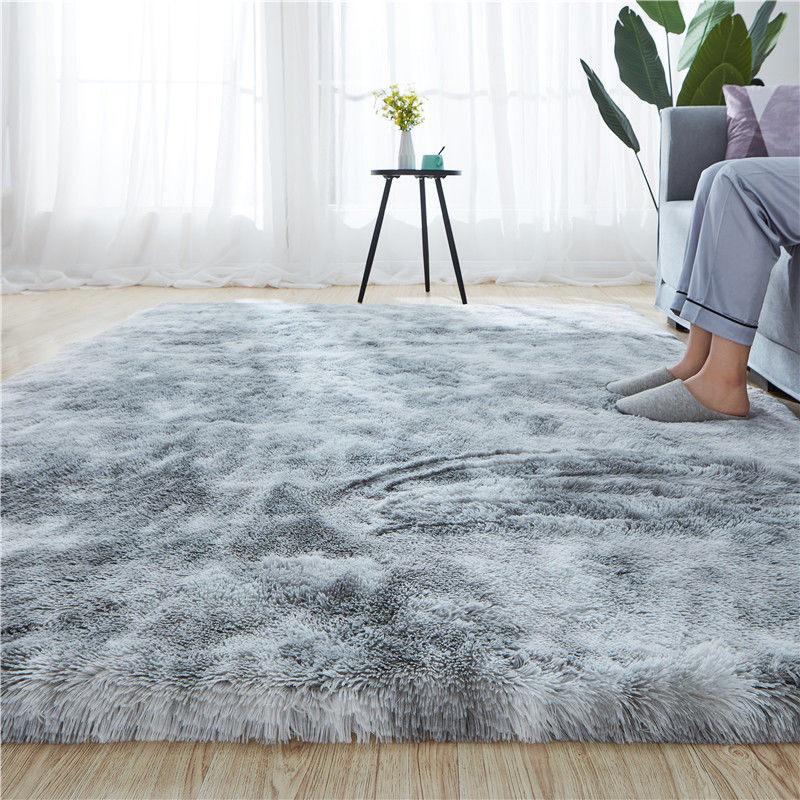 Modern Gradient Tie-Dye Silk Wool Carpet, Dirt-Resistant, Non-Slip, Easy-Care for Large Areas